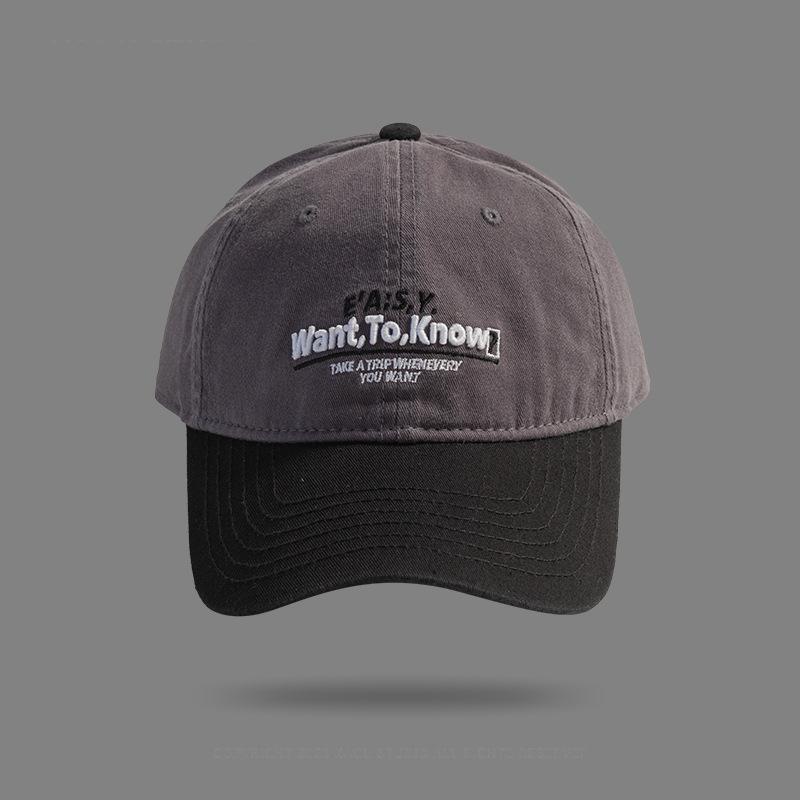 Retro color matching letter embroidery baseball cap female spring and summer versatile face small soft top cap male