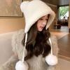 Rabbit Drop Wave Knit Fur Hat with Earmuffs for Winter