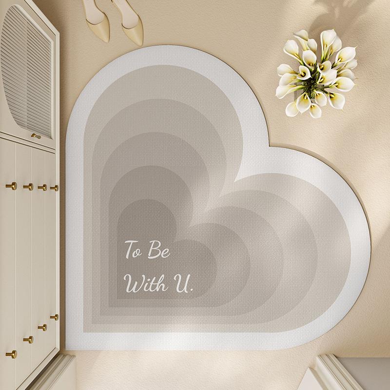 

Коврик для ванной в форме сердца Love, мягкий, диатомовый, водопоглощающий, противоскользящий, износостойкий, ветрозащитный, бытовой коврик для двери, коврик для душа 40*40cm