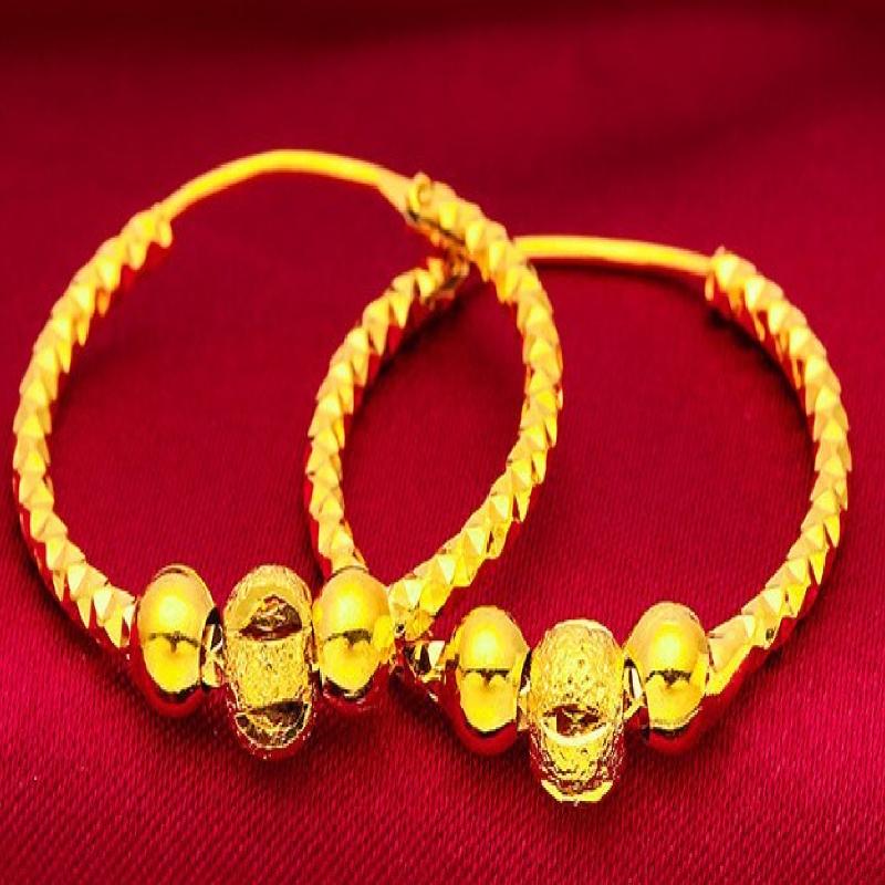 Gold Color Lucky Beads Earrings For Wome Wedding Birthday Ear Charms Fine Jewelry Gifts
