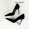 Women's Banquet High Heels Slim Heels Shallow Mouth Square Head Side Hollow Single Shoes