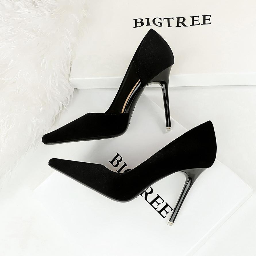 Women's Banquet High Heels Slim Heels Shallow Mouth Square Head Side Hollow Single Shoes