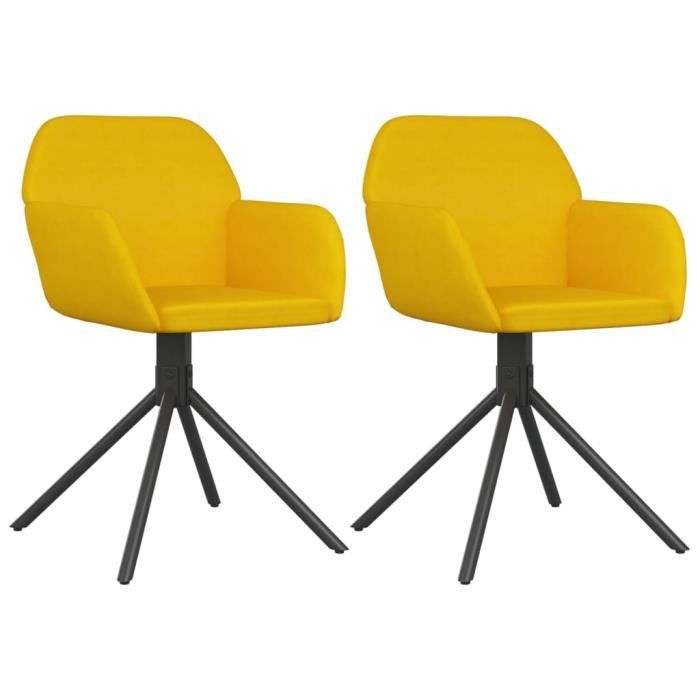 VidaXL Chaises pivotantes de salle à manger 2 pcs Jaune Velours 344747
