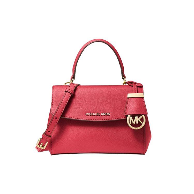 

Michael Kors MK Ava Letter Logo Flap Solid Color Commuter Leather Tote Shoulder Crossbody Bag Women bags Deep-Red 32F5GAVC1L-CRIMSON Basic Set (Bag+Dust Bag)