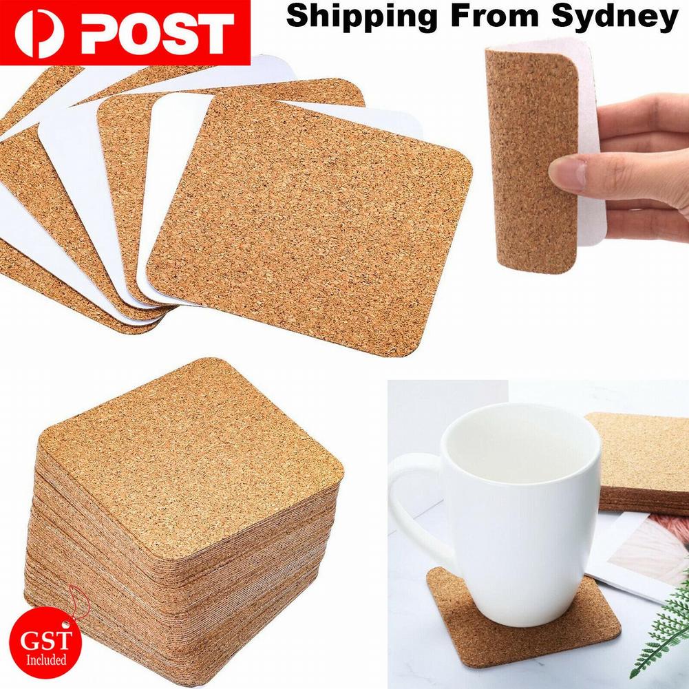 Square Cork Mat With Back Glue 100 X 100 X 1mm 40pc