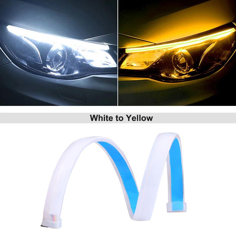 1Pc 12V LED DRL Car Running Light Flexible Waterproof Strip Auto Headlights White Turn Signal Brake Flow Lights Auto Parts 30cm