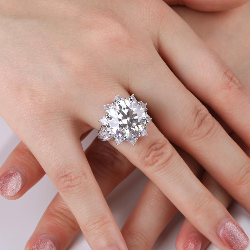 3CT/10CT D Color Moissanite Ring For Women 100%   CopperAU750 Plated Engagement Wedding Bride Diamond Rings with GRA