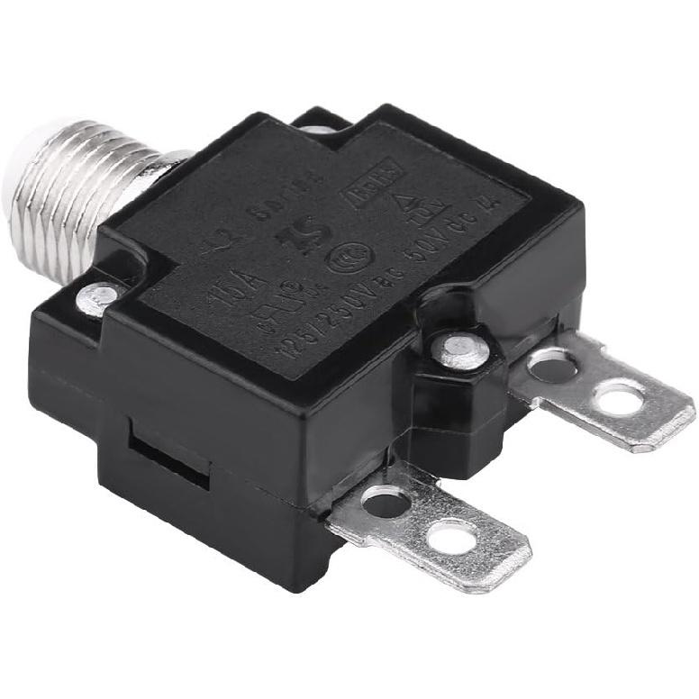 Thermal Overload Protector, AC 125/250V Push Reset Button Circuit Breaker Protector(15A) Thermal Circuit Breakers Reset Button Way 101 15 Amp Reset