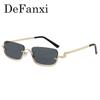 Fashionable Luxury  Designer Half-Rim Rectangular Sunglasses Women Vintage Small Frame Sun Glasses Ladies Geometric Square Eyewear
