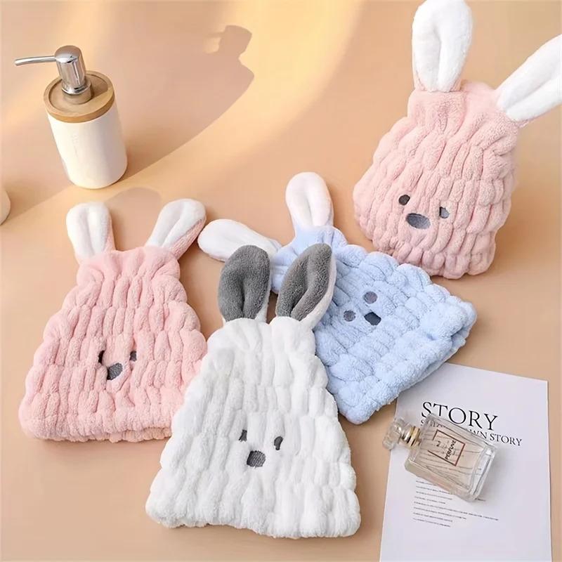 1PC Creative Rabbit Design Hair Drying Cap, Cute Cartoon Hair Towel For Bathroom, Elastic Super Absorbent Shower Cap