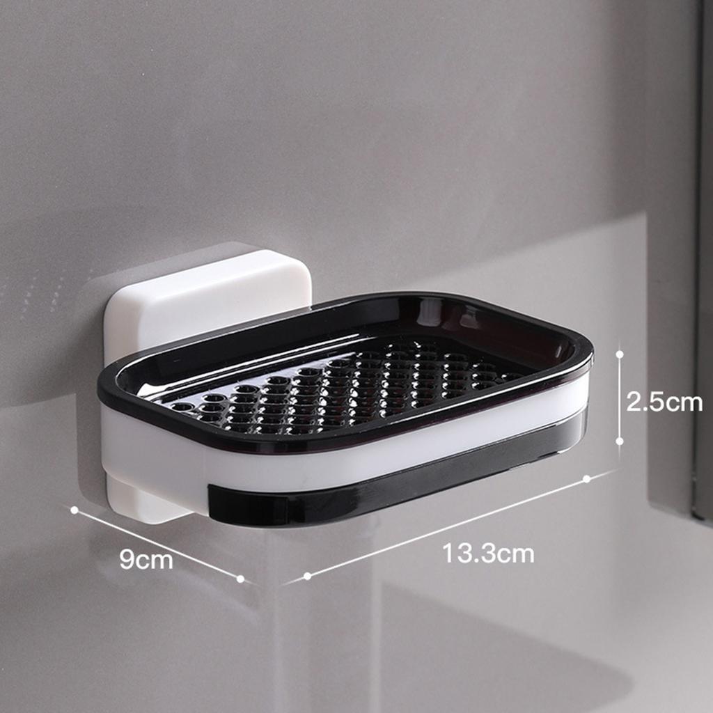 Wall Mounted Double Layer Soap Dish ABS Material No Drilling Required for Bathroom Kitchen