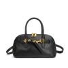 Womens Large Capacity Shell Crossbody Bag Top-Grain Leather Handbag Vintage Style Daily Use Shoulder