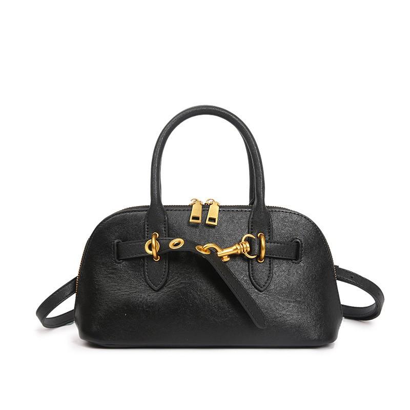 Womens Large Capacity Shell Crossbody Bag Top-Grain Leather Handbag Vintage Style Daily Use Shoulder