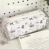 5Pcs Cloth Cartoon Animals Stationery Bag Pen Bag Desktop Storage Korean Style Pencil Case Capybara Dog Flower Print Large Capacity