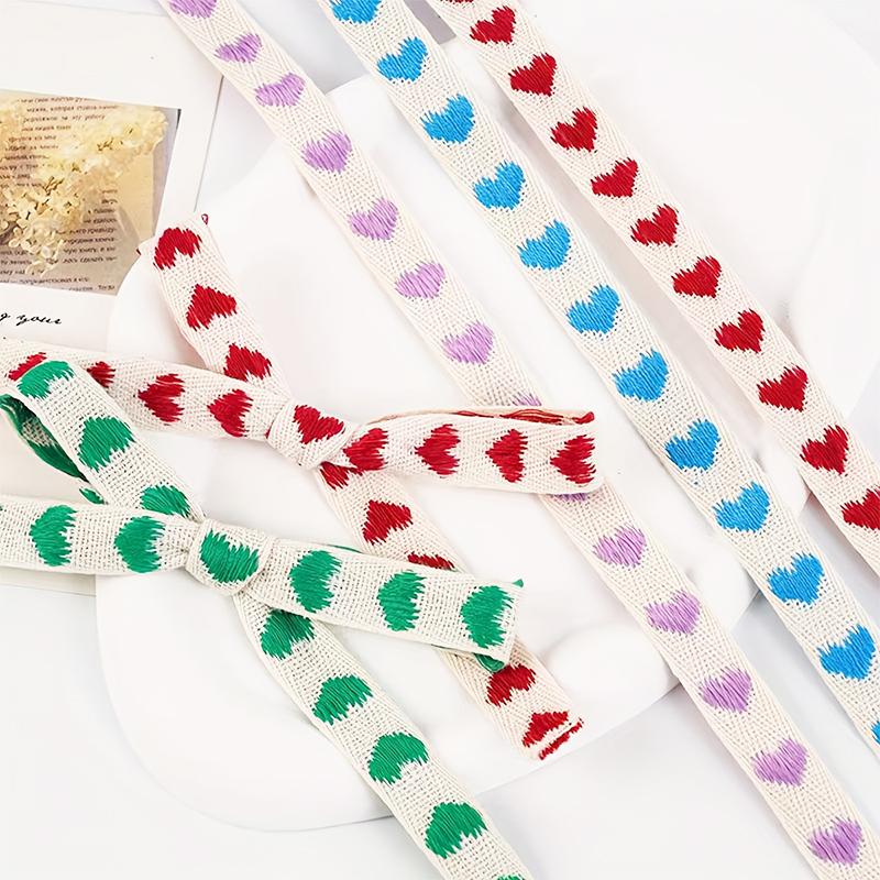 5 Yards/Roll Christmas Ribbon Wedding DIY Craft Ribbon Christmas Decorations Love Jacquard Embroidery Ribbon Handmade 16mm