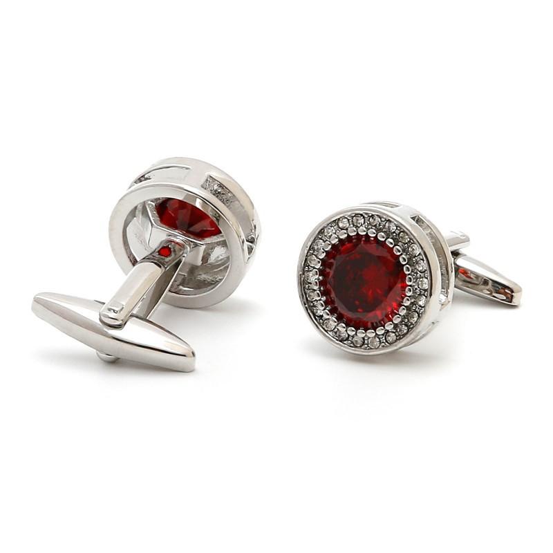 Men s Cufflinks Retro Light Luxury Inlaid Zircon Round Button Jewelry copper