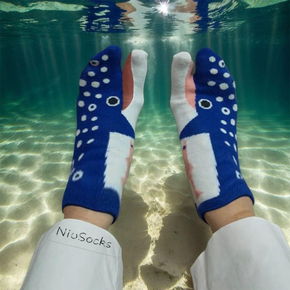 1pair Breathable Short Socks Casual Fish Pattern Socks Fashion Tabi Socks  Daily Wear