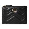 Gucci GG Marmont Logo Double G Metal Quilted Herringbone Leather Key Case Regular Women's Black
