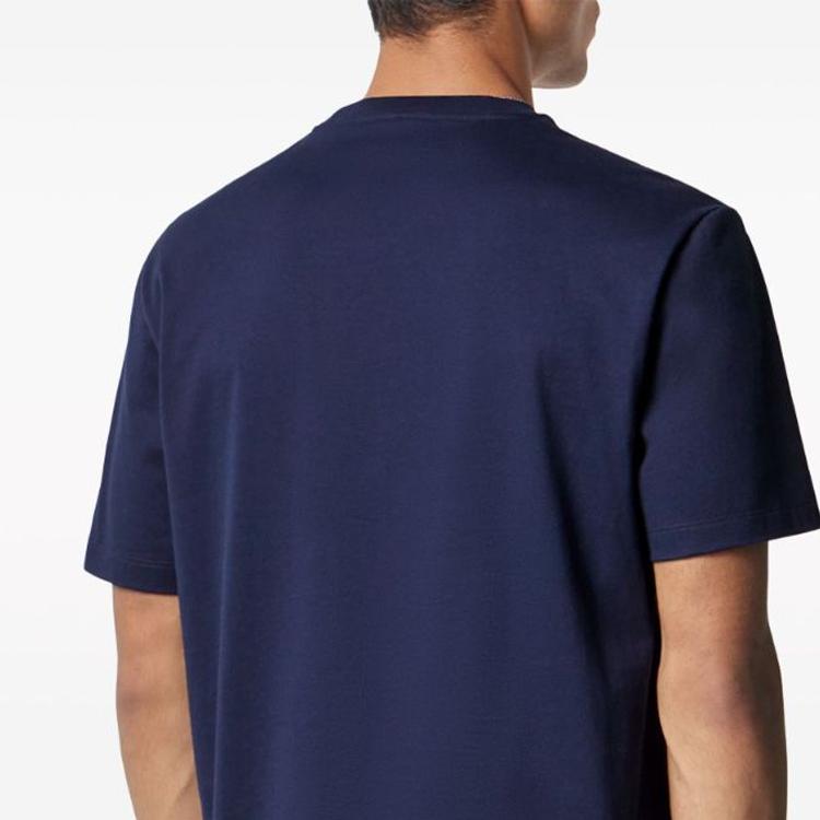 Versace Ss24 Logo Print Casual Crew Neck Short Sleeve T-Shirt Men Tops Navy-Blue 1013302-1A09867-1UI20