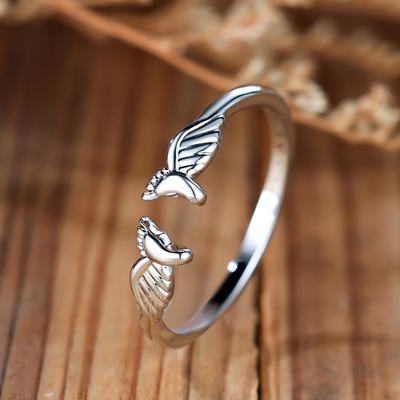 1 Stück Engelsflügel Fußabdruck Bypass Offener Ring Eingelegter glänzender Zirkon Niedlicher Fingerring Schmuck Muttertagsschmuck