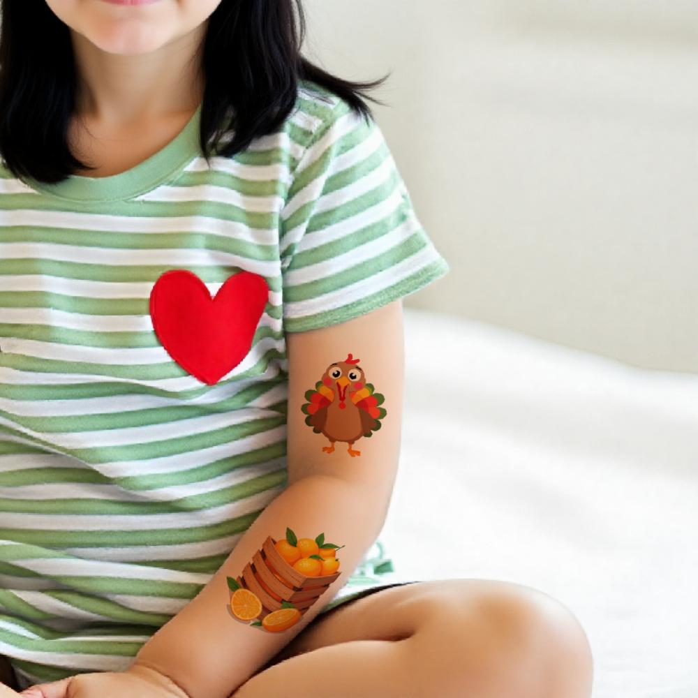 63pcs Temporary Tattoo Farm Animals Cartoon Country Life Farm Produce Temporary Tattoo Stickers For Women Arms