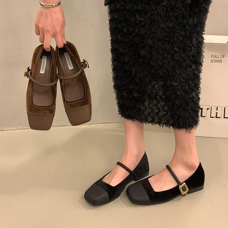 [Armano] Square Head Mary Jane Shoes Women's Commuting Word Belt 2025 New Model with Skirt Temperament Single Shoes