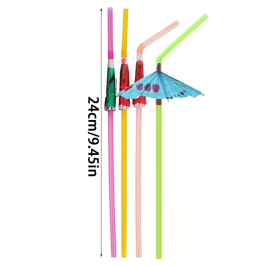 20/50pcs Colorful Drinking Straw with Paper Umbrella Festival Party Restaurant Household Vacation Drinks Decor Straw XJM