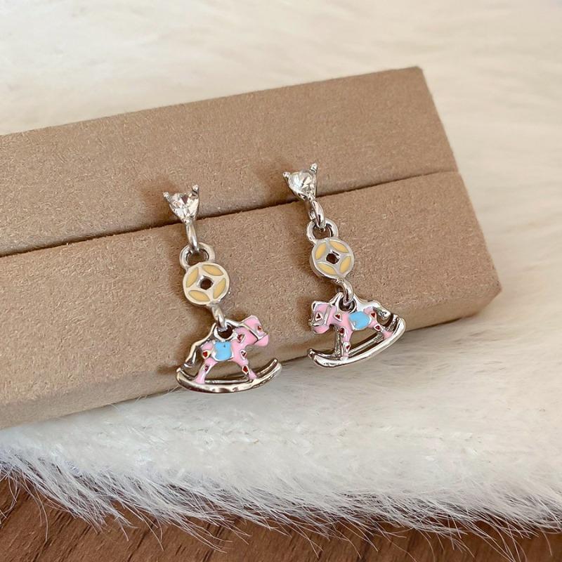 Silver Needle Diamond Dripping Pony Earrings Natal Year Niche Temperament Sweet Earrings Earrings Light Luxury Premium Earrings