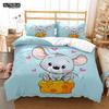 Lindo Juego de Cama de Tres Piezas con Estampado de Ratón de Dibujos Animados Suave y Cómodo Juego de Cama King Size Edredón Juegos de Cama