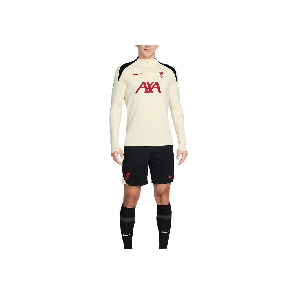 Nike Dri-Fit Strike Moisture-Wicking Comfortable Long Sleeve Soccer Shirt Men tops Coconut-Milk Black Fitness-Red HJ3394-114