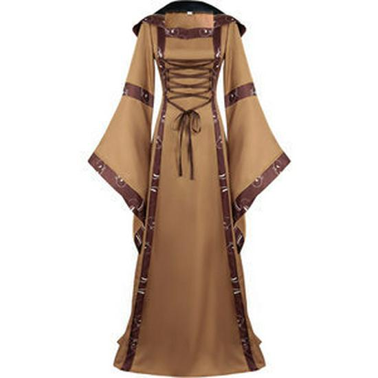 Medieval Multi-Color Women s Retro Lapel Tailcoat Dress with Irregular Hem M