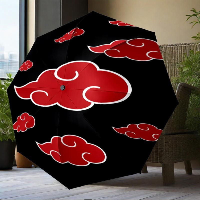 Anime Red Clouds On Background Umbrella Folding umbrella, automatic umbrella 8-Frame for Travel, camping Use Gift for Halloween Christmas