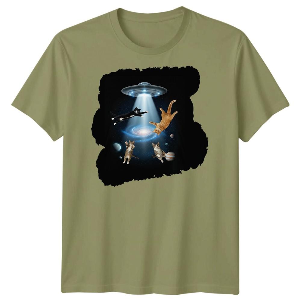 SciFi Alien Abduction Cats Ufo Unisexs TShirt Space Galaxy Graphic