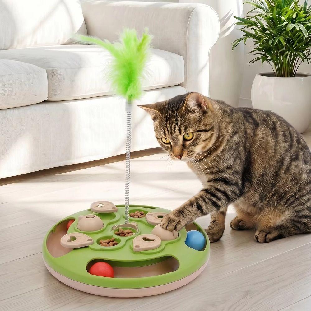 Ball Track Smart Cat Puzzle Toy Feather Teaser Pet Training Toy Kitty Play
