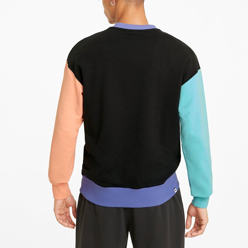 Puma Color Block Rib-Knit Crew Neck Sweatshirt Men Tops Black 531426-51