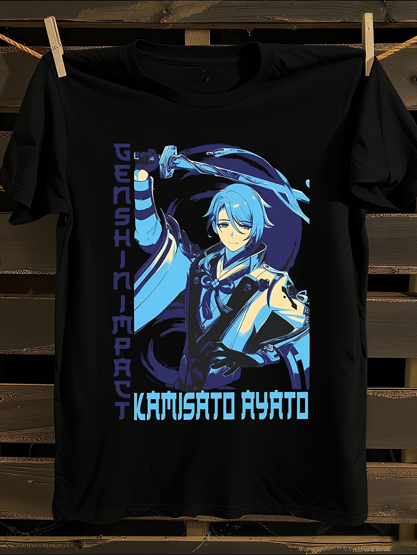 Genshin Impact Kamisato Ayato Anime T-shirt M