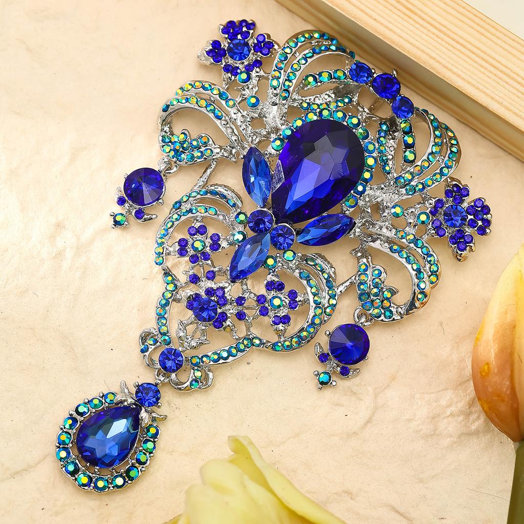 Crystal Pendant Brooch, Stylish and Exaggerated Corsage Accessory Pin, Court Brooch