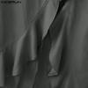 Stand Short Neck Men Incerun Sleeve Casual Split Irregular Ruffled Long Tunic Tops