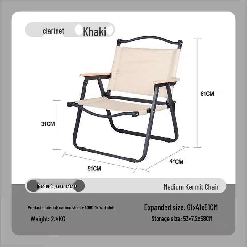 Přenosné skládací venkovní křeslo s opěrkou pro kempování, piknik, grilování, rybaření a kreslení