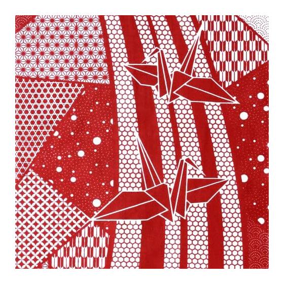 Somen Anbo Tenugui "Ise Katagami Origami Crane Suoh" Hand-dyed 100% Cotton Tokuoka Made In Japan 35cm X 100cm Ise Katagami Komon Hand-dyed Interior