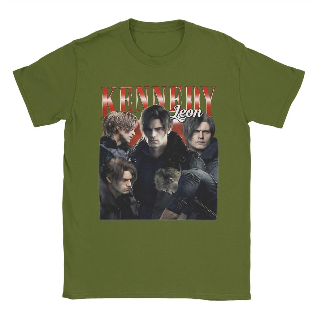 Handsome Unisex Leon Kennedy Gamer Fans Art TShirt for Unisex Vintage Pure Cotton Tee Shirt O Collar Short Sleeve T Shirt Plus Size