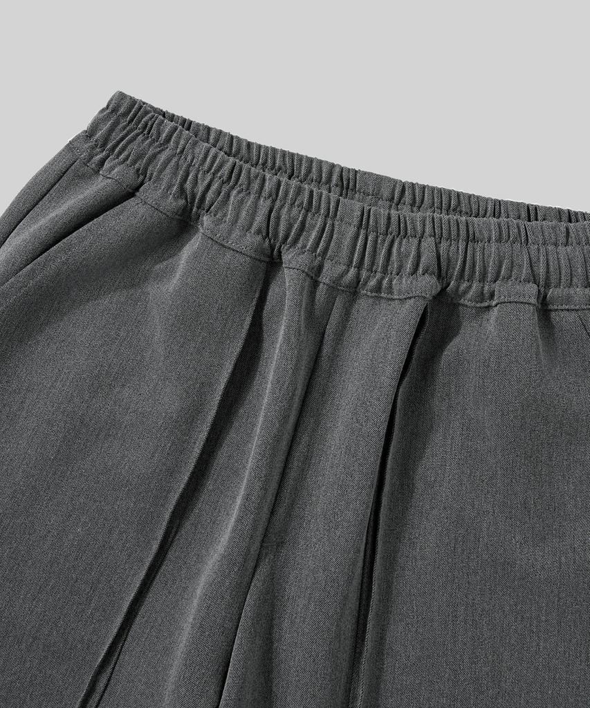 Beodeonteu Relaxed Out-Pocket Elastic Waist Slacks [Charcoal]