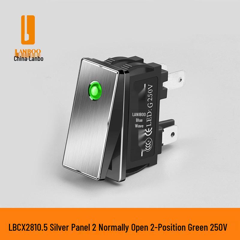 Lanbo 2810.5 High Current 16A Waterproof Metal Rocker Switch with Light, 5V-24V/220V, Two-Position