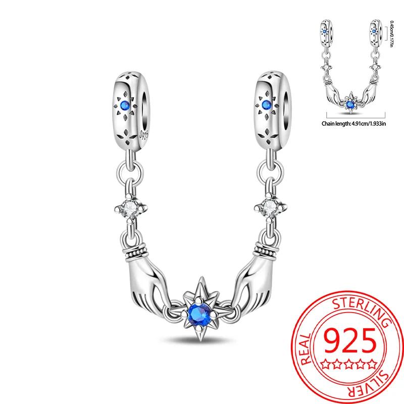 

Новые медные шармы в виде солнца, луны, звезды и сердца, цветные бусины-цветы, предохранительные цепочки, подходят для оригинальных браслетов для женщин, подарки для DIY-украшений