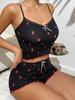 Ribbed Lace Pajama Set: Sexy Sleeveless Top & Shorts for Women