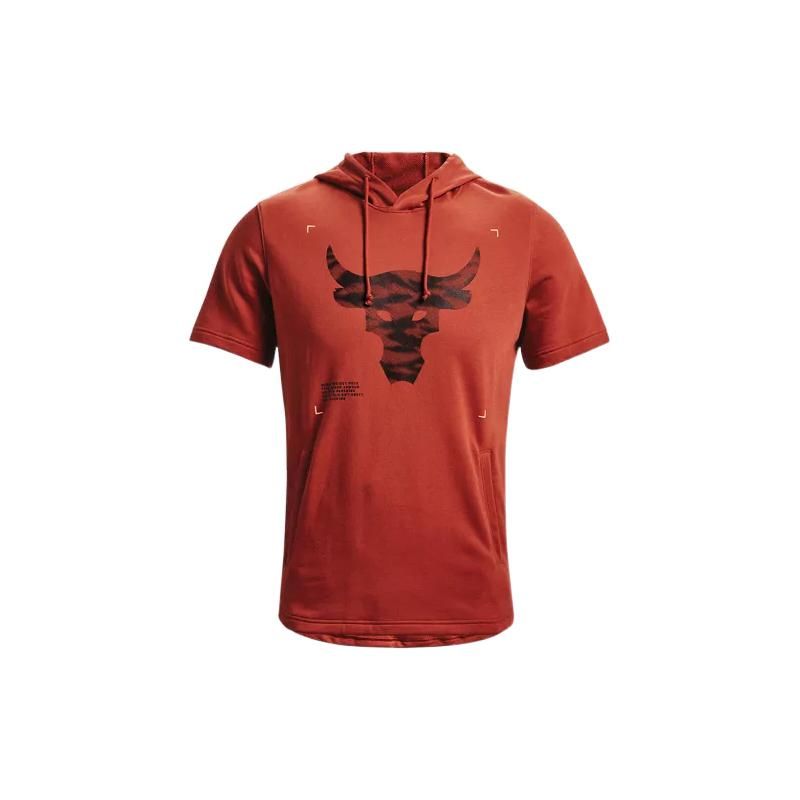 

Under Armour Project Rock Terry Printed Hooded Short Sleeve T-Shirt Men Dark-Red 1370465-635 XL