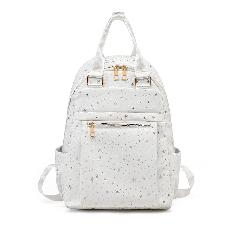 Star-printed backpack, commuter casual mini backpack белый
