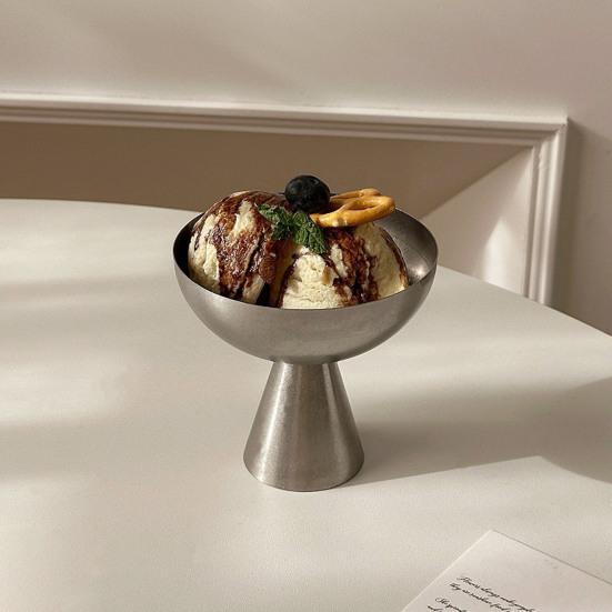 Stainless Steel Dessert Cup Cream Bowl Retro Ice