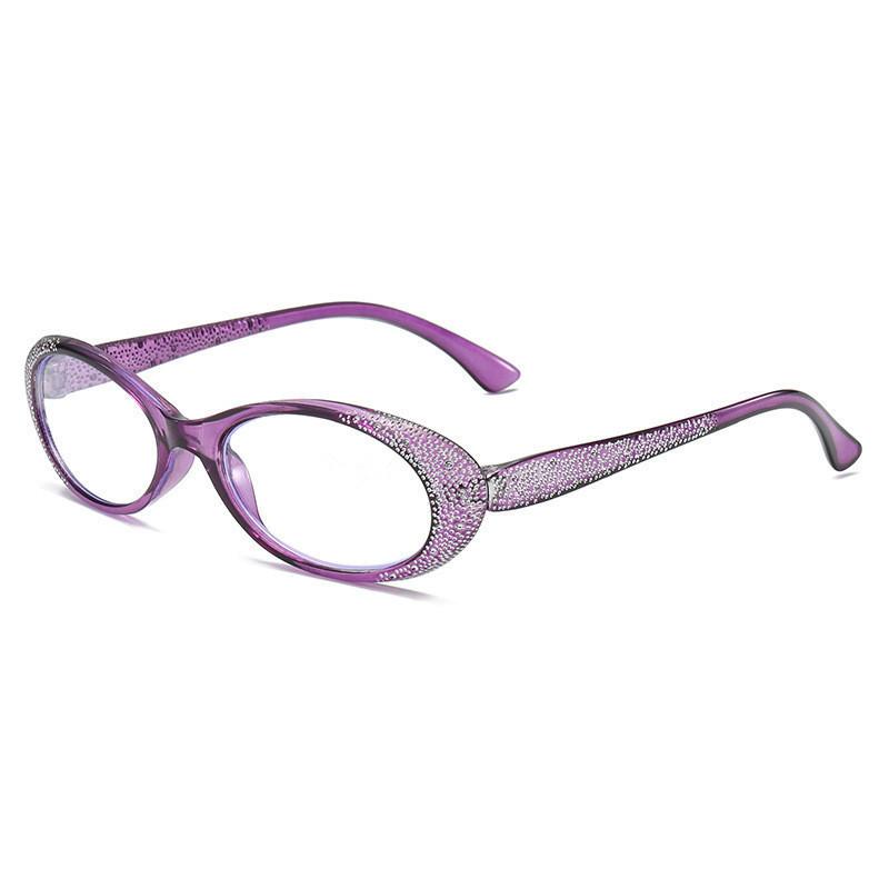 Fashionable Reading Glasses Imitation Diamond Inlay Anti Blue Light for Women, Comfortable for Middle-aged and Elderly Readers