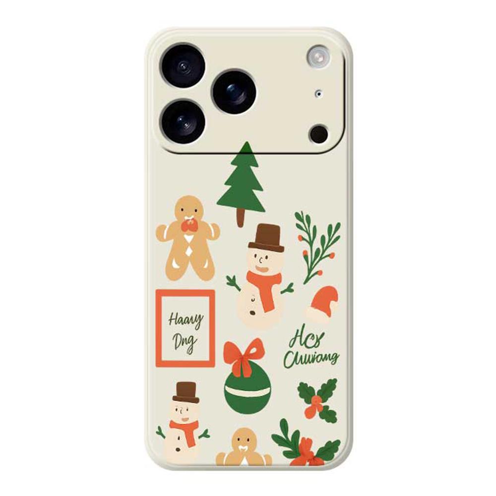 For iPhone 17 Pro Max Case Christmas Snowman Pattern Printing Straight Edge TPU Phone Back Cover